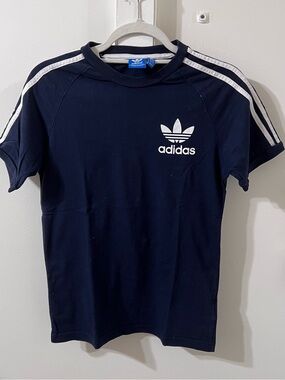 Adidas Navy Trefoil Stripe Tee